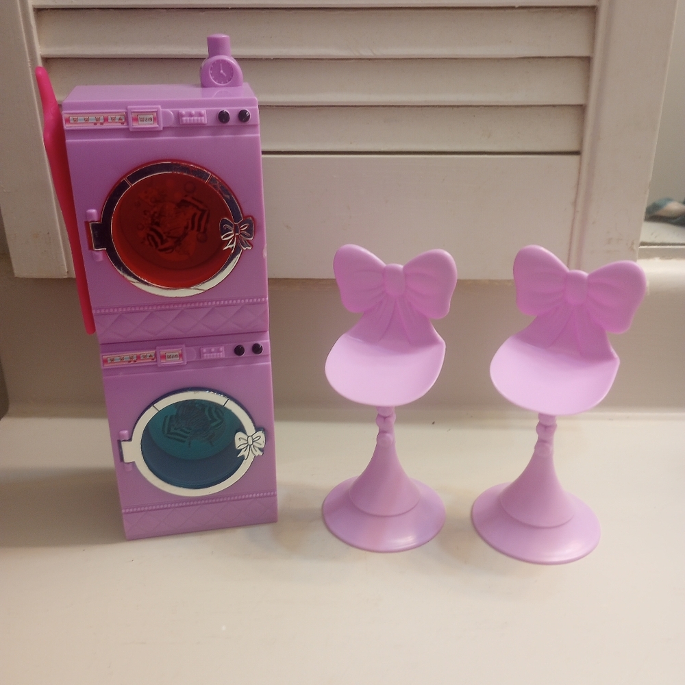 Barbie Stackable Washer And Dryer And Set Of Two Barbie Chairs Bundle